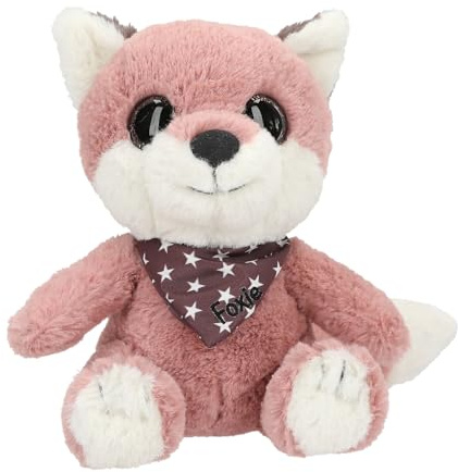 Depesche 13430 Snukis - Peluche Renard Rose et Blanc, avec des Oreilles Pointues, Peluche d'environ 18 cm avec Foulard étoilé