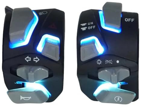 Conmutador de moto Interruptor de combinación de manillar de motocicleta, bocina de función nueve en uno iluminada, arranque eléctrico, luces Flash gemelas Controlador de interruptores de moto(2)