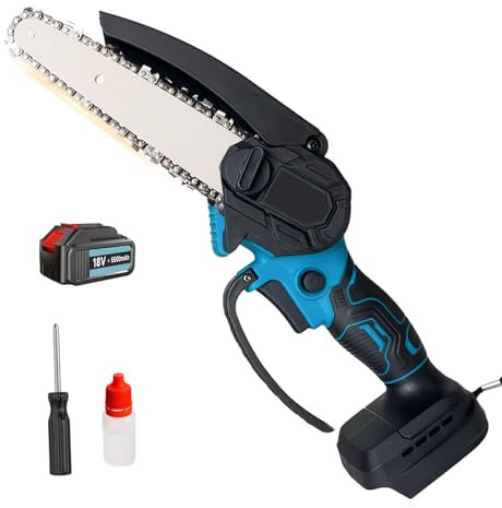 18V Akku Kettensäge mit 1 x 5.5Ah Akku und Ladegerät,6 Zoll Tragbare Mini-Kettensäge,mit Sicherheitsschloss,für Baumzweige, Hof, Haushalt und Garten