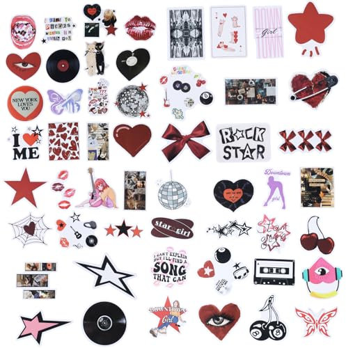 110pcs Downtown y2k Girls Stickers, Cute Coquette Birthday Decorations Vinyl Waterproof Aesthetic Stickers for Laptop Water Bottle Bumper Luggage