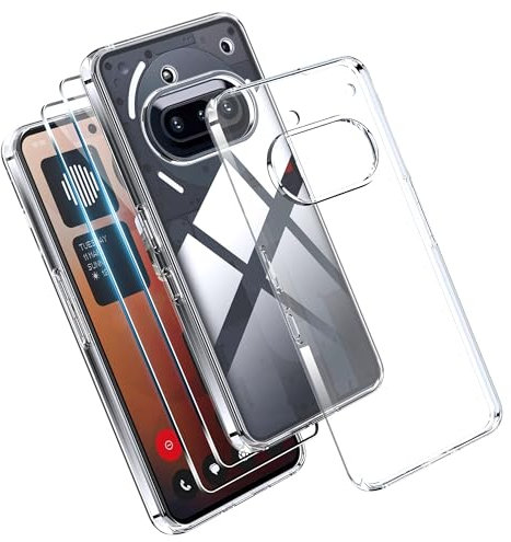 Effcotuo Funda para Nothing Phone 3a Cover con 2 Protector de Pantalla Cristal Templado Case Transparente Protectora de Silicona TPU Funda