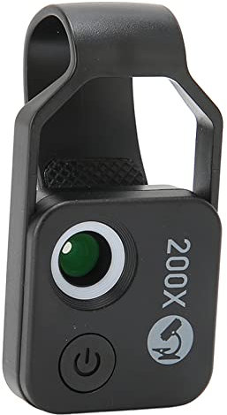 200x Telephone Pocket Microscope with CPL Microscope Lens Terminal Universal Telephone/Owner, Education and Adults, Minißen and Light, Great Idea, ABS + PC (Black)