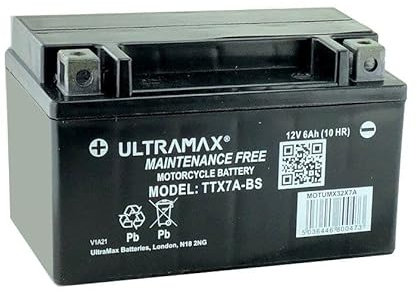 Ultra Max TTX7A-BS 12V 6AH 75 CCA Motorbike Motorcycle Powersports Battery