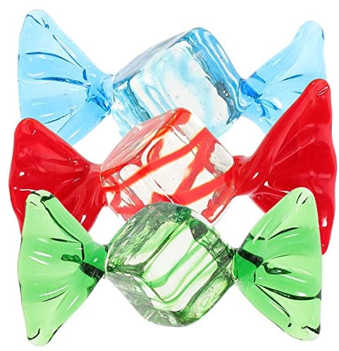 GALPADA 3pcs Handmade Glass Candy Ornaments Murano Style Sweets for Home and Party Decoration for Weddings Christmas Fish Bowls and Festivals
