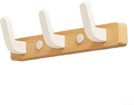 Crochet mural en bois de noyer sans perçage, porte-manteau d'entrée peu encombrant pour couloirs et vestiaires (crochet L - trois)