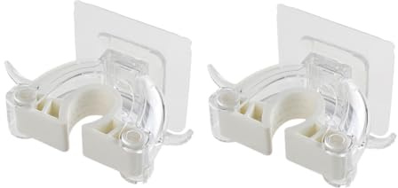 Homoyoyo 2 Pcs Mop Holder Wall Mounted Broom Hanger Clip Plastic Organizer for Home Kitchen Bathroom Heavy Duty Storage Rack with Single Buckle Design White