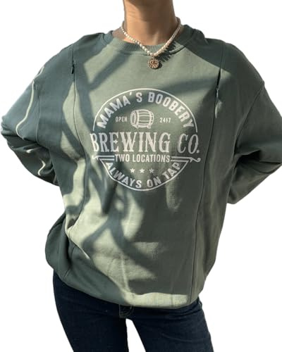 Giftifymama Sweatshirts für Schwangere Pflege Stillshirt Umstandstop Langarm Umstandsmode Stillkleidung für Stillen