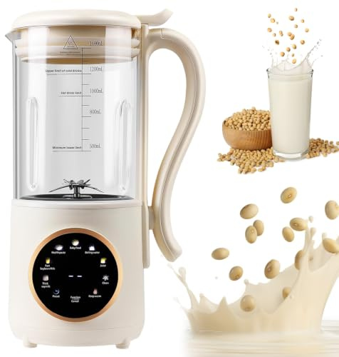 Nut Milk Machine 1400 ml, Automatic Almond Milk Machine with 16 Blades, Plant Milk Maker Soy Milk Machine for Homemade Plant Milk, Oats, Soy, Dairy Free Drinks