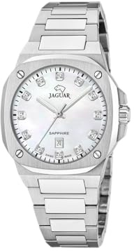 JAGUAR Swiss Made Damenuhr Analog aus Edelstahl 316L | Quarzuhr, Kalender, Widerstandsfähiges Saphirglas, Wasserdicht 10 ATM, J1027/5, Rondcarre