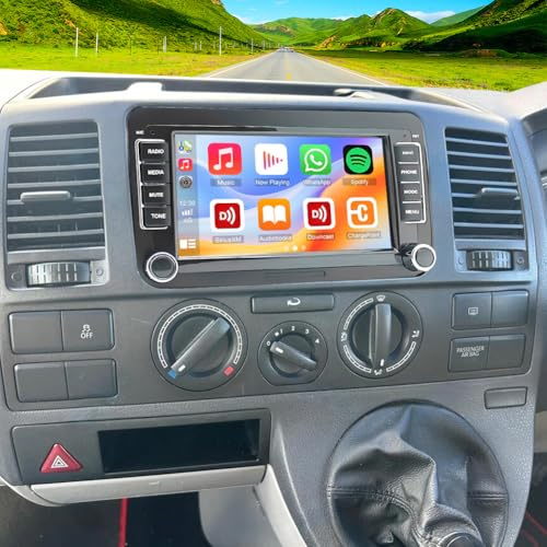 2+32G Android 13 Auto Radio Coche para VW T5 Transporter Multivan 2010-2013 Carplay Android Auto, 2 DIN 7 Pulgadas Radio de Pantalla táctil Bluetooth Multimedia con navegación GPS WiFi FM Mirror Link