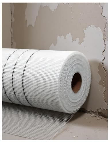 Générique Treillis de plâtre intérieur grille de renfort en fibre de verre Résistant au déplacement, aux fissures Pour mur et plafond(7 mm/1 x 50 Meters)