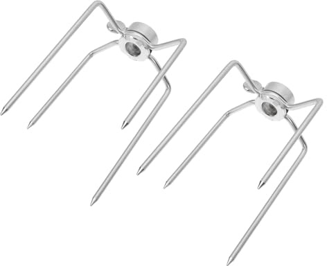 IMUSINICE 2 Stück Drehbare Grillgabeln aus 304 Edelstahl 4 krallen Essgabeln für Hähnchen Rotisserie Grillzubehör für Elektrischen Drehspieß Leicht zu Reinigen Outdoor Bbq