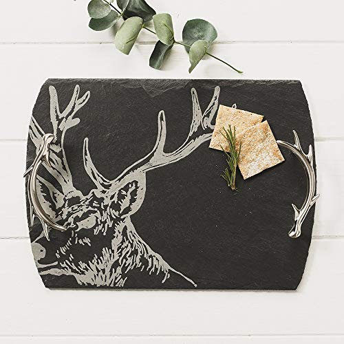 Just Slate JS/ST/SM/UB Medium Stag Serving Tray, Black