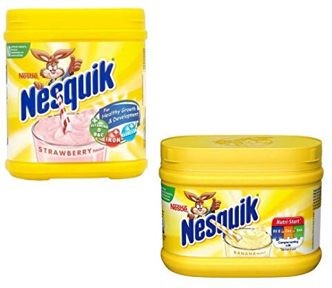 Nesquik Banana and Strawberry Milkshake Bundle | Enjoy This Delicious Combo | Banana Flavour 1 x 300g and Strawberry Milkshake 1 x 500 g | Total of 2 tubs