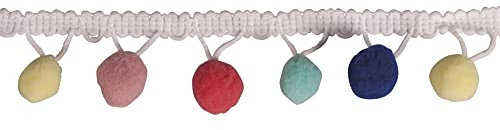 Rayher 55853685 Pompon-Borte, 2 m, Bommelborte, zum Aufpeppen von Kleidung, Textilien, Faschings-/Karnevalkostümen sowie zum Basteln und Dekorieren, Pastell