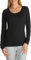 Womens Long Sleeve Stretch Plain Round Scoop Neck T Shirt Top Ladies Fitted Tee (Black, 8-10)