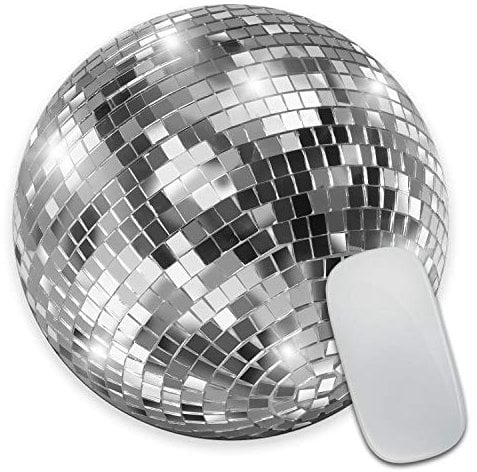Wasach Silver Disco Ball Round Custom, Cute, Coaster Mouse Pads for Computers & Laptops