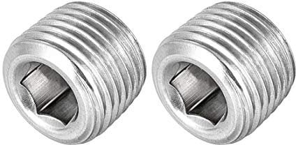 sourcing map Hex Countersunk Plug - Stainless Steel Pipe Fitting 1/8NPT Male Thread Socket Pipe Adapter Connector 2Pcs