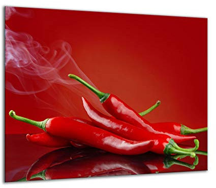 QTA Plaque de protection en verre pour cuisinière électrique à induction 60 x 52 cm Protection anti-éclaboussures Planche à découper Rouge piment