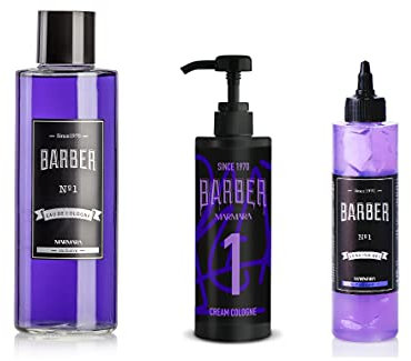 BARBER MARMARA Shaving Set No.1 | Rasierset für Männer | Transparentes Rasiergel 250ml | Eau de Cologne 500ml | Aftershave Cream Balsam-Lotion 400ml | Barbershop-Friseur | Rasur Vor-Nachbehandlung