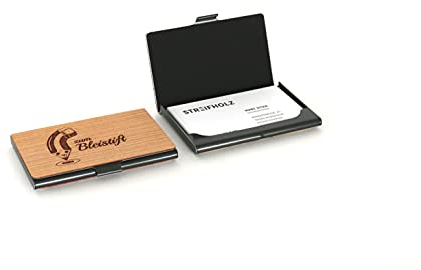 STREIFHOLZ Visitenkartenetui aus Holz mit Logo Gravur Personalisierung | Namen | Initialien | Logo | Visitenkartenhalter | Kartenetui | Visitenkartentasche | Visitenkarten | Etuis