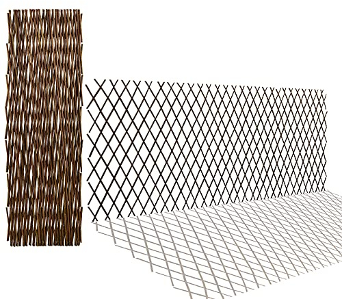 JOYSFIT Erweiterbares Weidenspalier für Kletterpflanzen im Freien, Naturgartenzaun, Gitterpaneele für den Außenbereich, Pflanzenunterstützung für Ranken, Efeu, Rose, Gurken, Clematis, 91,4 x 239,9 cm
