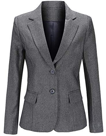 YYNUDA Veste Blazer Femme Chic De Costume Casual Slim Tailleur À Manches Longue Gris XL