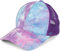 styleBREAKER Damen Ponytail Baseball Cap im Batik Look mit Mesh Einsatz, Basecap, Klettverschluss verstellbar 04023081, Farbe:Türkis-Violett