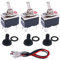 Taiss 3 Pezzi Interruttore a Levetta 2 Posizioni DPST ON/OFF 4 Terminale Interruttore a Bilanciere 16A 220v-250V AC con Cappuccio impermeabile + cavi terminali da 6,3 mm TEN-1221MX-B201