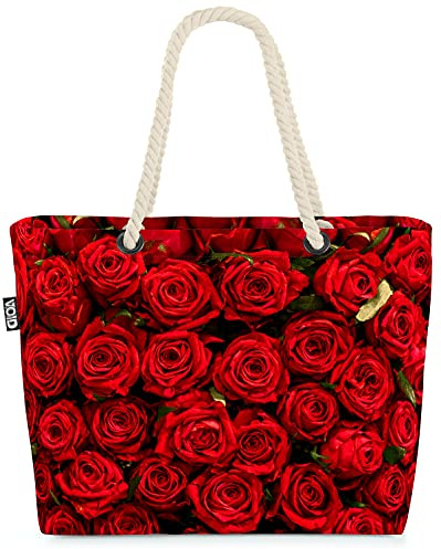 VOID Rote Rosen Liebe Strauß Strandtasche Shopper 58x38x16cm 23L XXL Einkaufstasche Tasche Reisetasche Beach Bag