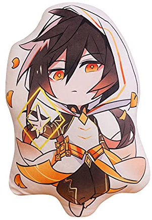 Jiumaocleu Plüsch Kissen 45cm Zhongli Qiqi 3D Drucken Anime Merch Manga Figur Plüschtier Kissen Weich Gefüllt Kuschel Kissen für Geburtstag