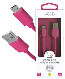 Jaym Câble USB vers Micro-USB 2.4A - 1,5 mètres - Collection Pop - Rose