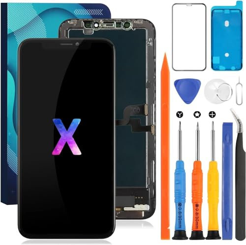 Ersatz-Bildschirm für iPhone X, LCD-Bildschirm, Touch-Digitizer, Glasscheibe, Montagesets, A1865, A1901, A1902, A1903, Schwarz (Incelll Black)