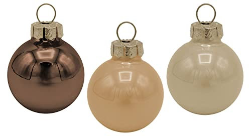 Koopman International b.v Christbaumschmuck Weihnachtskugeln Braun Gold Mix Glas Ø 2,5 cm Deko 24 Stück