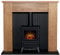 Adam New England Stove Fireplace in Oak & Black with Hudson Electric Stove in Black, 48 Inch