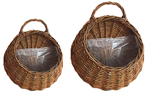 YARNOW 2st Blumentopf Zum Aufhängen Aus Rattan Hängender Pflanzer Küchenschrank Korb Hängender Blumenkorb Zwiebelhalter Blumenkorb Aus Rattan Blumentopf Rattan Brotkorb Kaktus Saftig