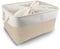 Mangata Extra Large Storage Boxes, Fabric Storage Baskets with Rope Handles for Cupboards, Shelves, Wardrobe, Toys, Clothes (Foldable, Light Khaki White)