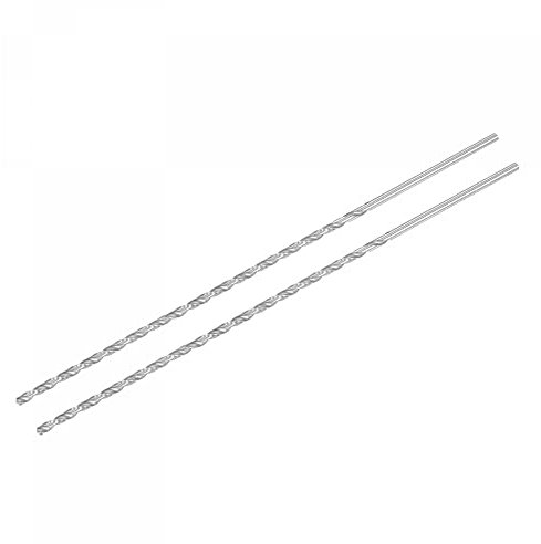 sourcing map HSS(High Speed Steel) Extra Long Twist Drill Bits, 3.5mm Drill Diameter 250mm Length for Hardened Metal Woodwork Plastic Aluminum Alloy 2 Pcs