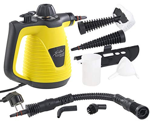 Sichler Haushaltsgeräte Dampfreiniger Ente: Tragbarer Dampfreiniger mit Zubehör, 1000 W (refurbished) (Toilette, Hand, Hochdruckreiniger)