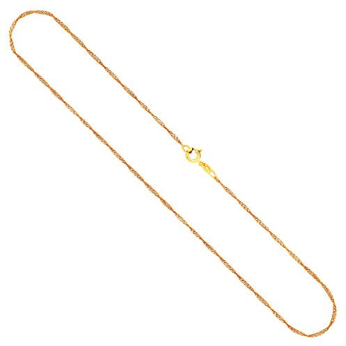 EDELIND Goldkette Damen Echt Gold 1.4 mm, Singapurkette 750 aus Gelbgold, Kette Gold mit Stempel, Halskette mit Federring, Länge 60 cm, Gewicht ca. 2.6 g, Made in Germany