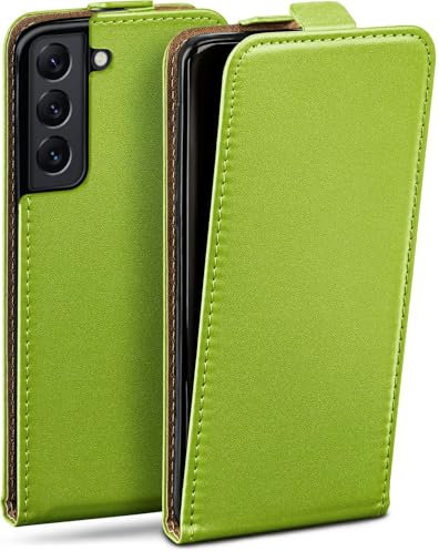 moex Flip Case für Samsung Galaxy S22 Hülle klappbar mit 360 Grad Schutz, Handyhülle mit Displayschutz, PU Leder Handytasche Lederhülle, Flip Case Cover Klapphülle, Grün