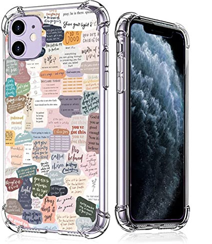 Bible Verses for iPhone 11 Case,Christian Jesus Quotes Collage Pattern for Christians,Trendy Soft TPU Protective Case Compatible with iPhone 11