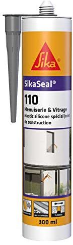 SIKA - Sigillante siliconico per edilizia - SikaSeal-110 Carpenteria & Glazing grigio - Giunti di falegnameria e vetri - Esterno e interno - 300 ml