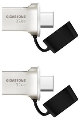 GIGASTONE Z50 32 Go Lot de 2, Dual OTG 2-en-1 Clé USB, USB 3.2 Gen 1, Double connecteur Type C et Type A, Métal Style, fiable, Durable, Compatible avec Interface USB 2.0 / USB 3.0 / USB 3.1