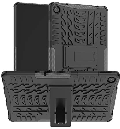 Dlahaby Case Compatible with Lenovo Tab M10 Plus 3rd Gen 10.6 inch 2022,PC & TPU Silicone with Stand Protective Cover for Lenovo Tab M10 Plus (TB125FU/TB128FU/TB128XU) Tablet,Black