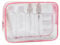 MOCOCITO Kulturbeutel durchsichtig und 8 Stück Reiseflasche Set (max.100ml) | Kulturtasche für Flüssigkeiten Kulturtasche für Handgepäck Kosmetiktasche Reiseflaschen(Rosa)