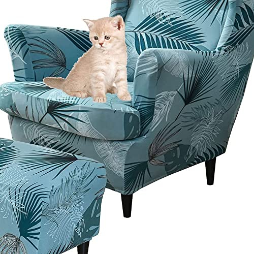 uyeoco Sesselüberwürfe Elastisch 3-teilig Sesselbezug Ohrensessel Überzug Mit Ottomane Schonbezug Ohrensessel Bezug Bezug Sesselhusse Stretch Husse Für Ohrensessel (Color : #4)