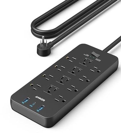 Anker Power Strip with 2100J Surge Protector, Outlet Extender, 20W, 12 AC