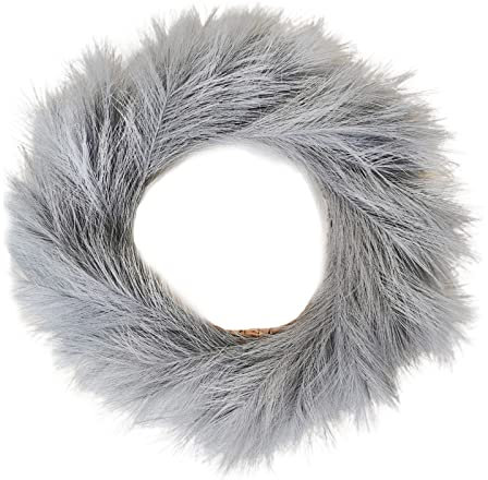 LSFYYDS Faux Pampas Wreath，Floral Large Artificial Pompous Grass Wreath，Fake Pampas Grass for Floor Vase，for Vase Filler Farmhouse Home Wedding Decor(Grey)