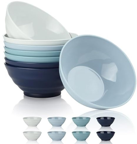 BEWOS Müslischalen 8er Set, 34OZ Unzerbrechlich Salatschüssel, Leicht Schüssel | Bowl für Suppen, Müsli, Nudeln, Reis, Salat, mikrowellenfest, spülmaschinenfest